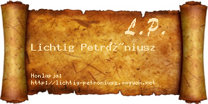 Lichtig Petróniusz névjegykártya